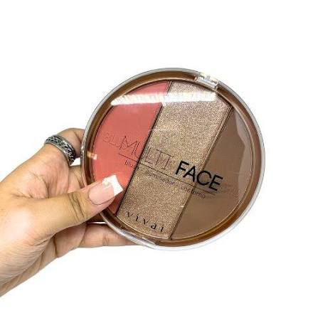 Paleta de Blush Iluminador e Contorno Multi Face Vivai